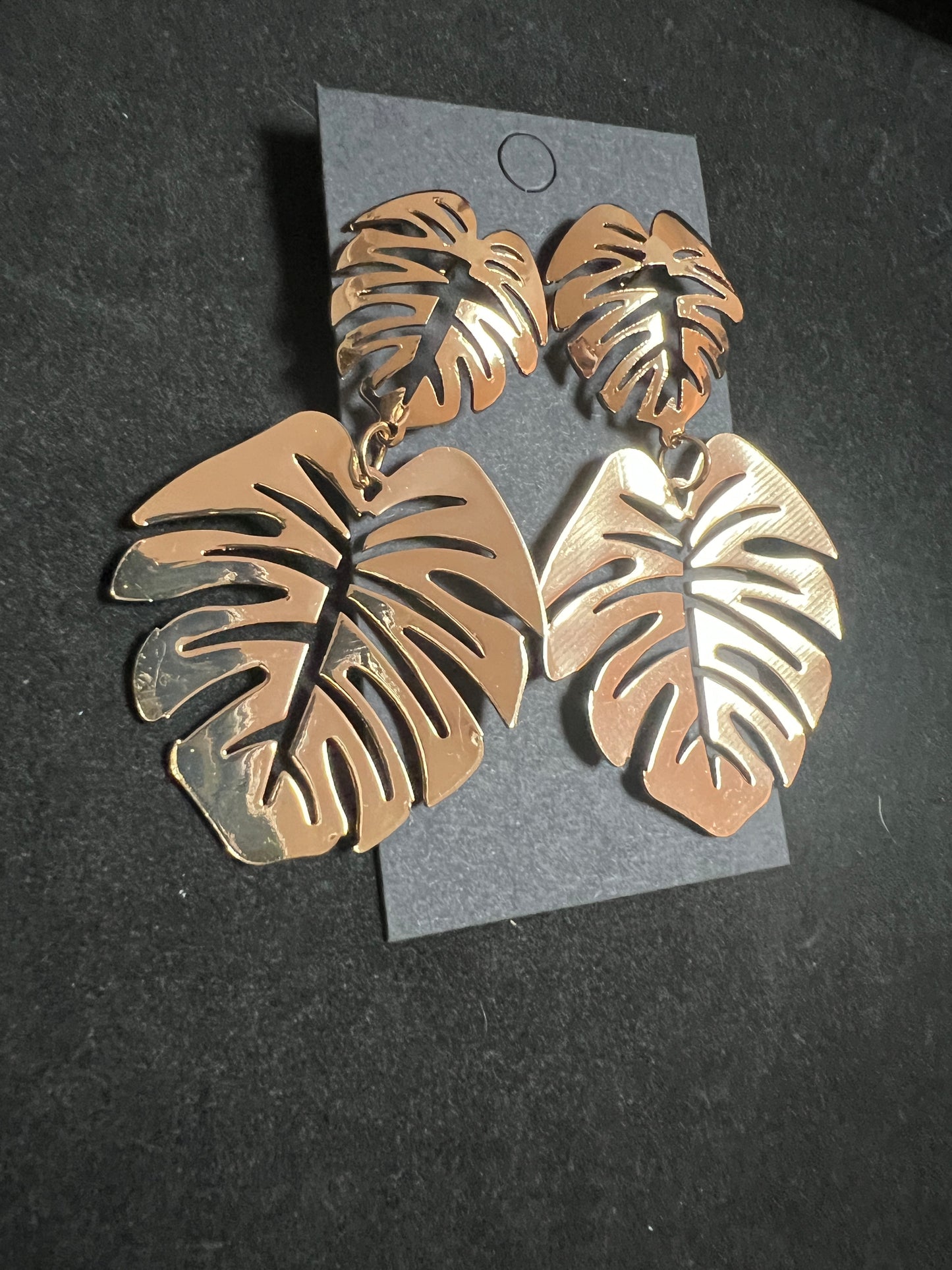 Ohrstecker Monstera Doppel groß